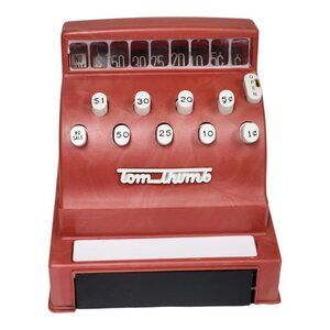 1950s Tom Thumb Red Toy Cash Register Western Stamping Vintage Toy Memorabilia